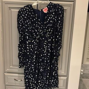 Size 12 Kate Spade navy blue silver dot dress